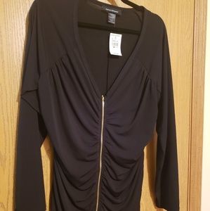 NEW Sexy Black Top w Gold Zip- new with tags!